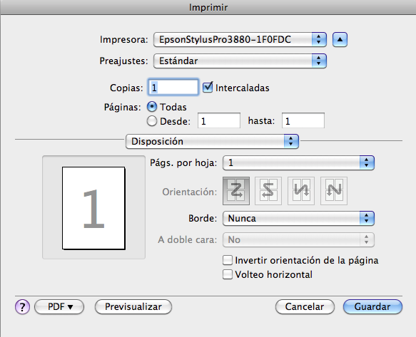 Seleccionando los parámetros de impresión en Adobe Lightroom